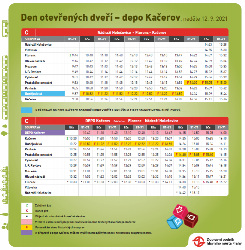 Leták s jízdním řádem historických souprav