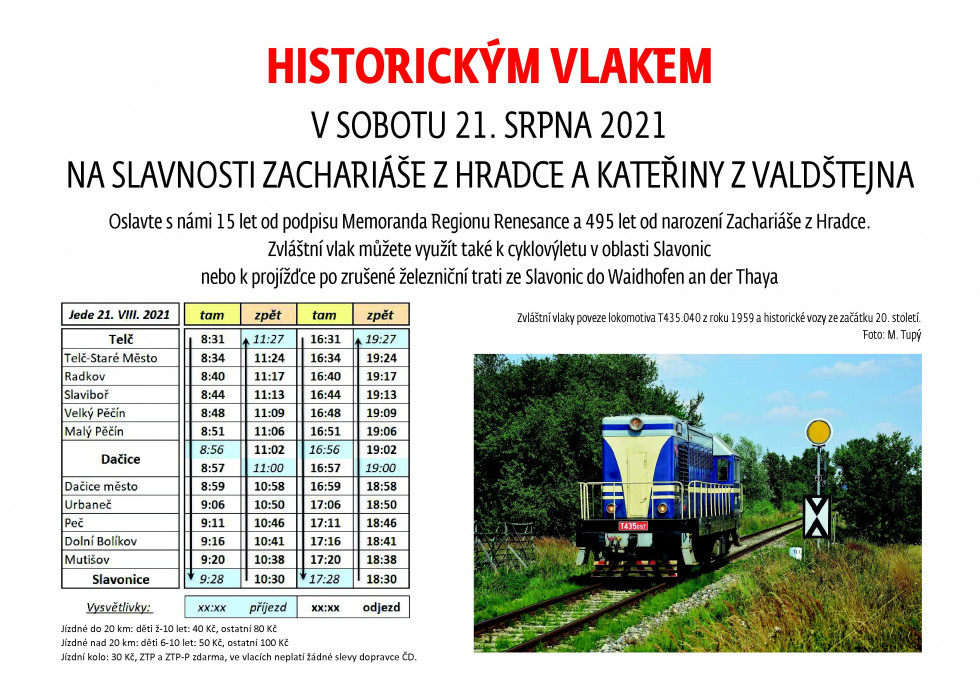 Leták s jízdním řádem zvláštních vlaků