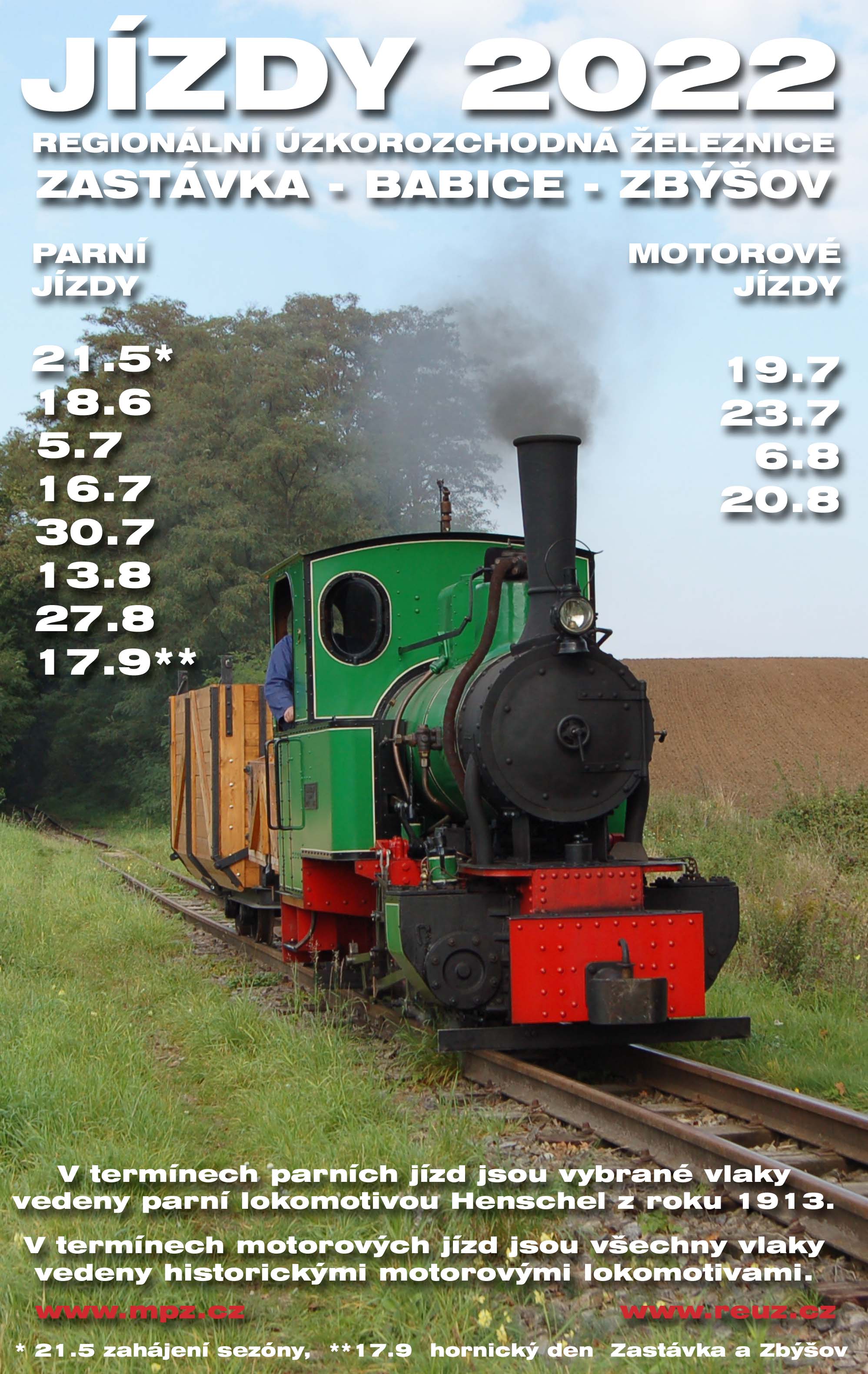 Leták s termíny provozních dnů v roce 2022