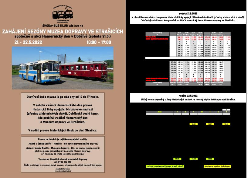 Leták s podrobnostmi a jízdními řády